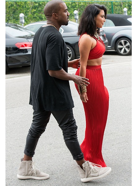 Kanye Wearing Yeezys with Kim Kardashian