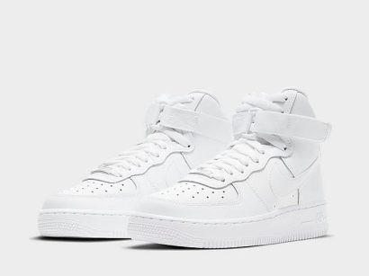 White on White High Top AF 1s